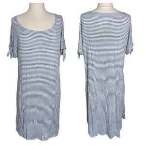Thread Casual Striped Super Soft Scoop Neck Tie Sleeve Oversized Midi Dress XS